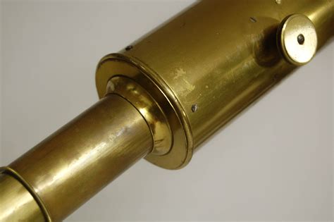 French Early Victorian Brass Lacquered Telescope On Walnut Stand With Case Cauchoix Quai