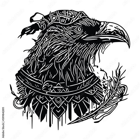 Vector illustration of a Raven. Black tribal animals tattoo, wisdom ...