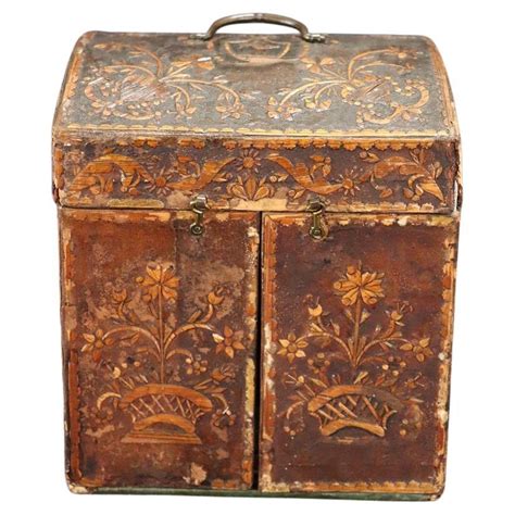 Rare Italian Th Century Antique Jewelry Box In Papier M Ch And Wood