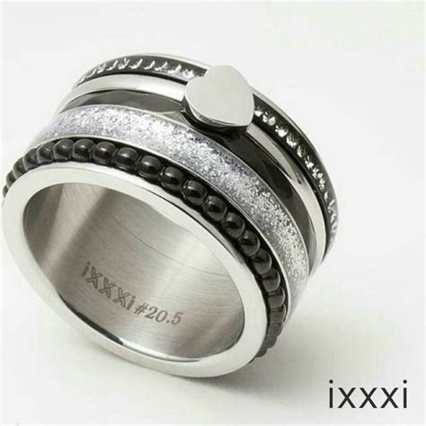 Ixxxi Ring Zilver En Zwart Combi Sieraden Juwelen Sieraden Ringen