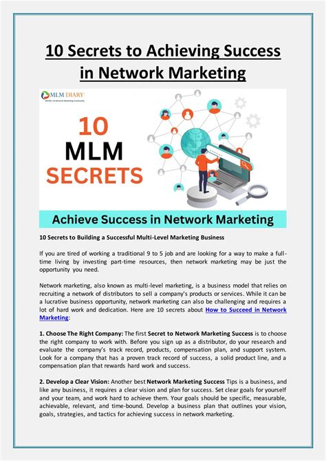 PPT 10 Secrets To Achieving Success In Network Marketing PowerPoint