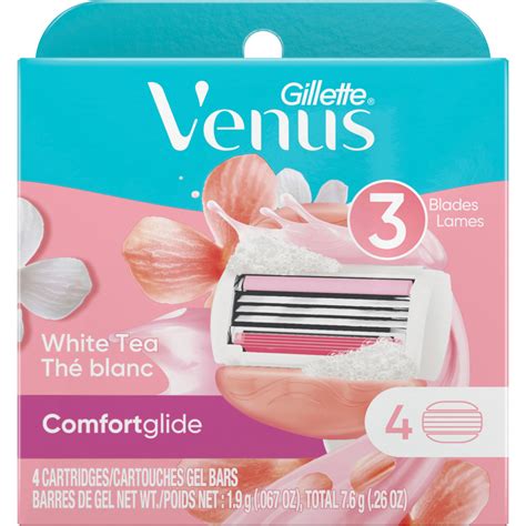 Gillette Venus Comfort Glide White Tea Scented Razor Refills 4 Ct Razors Beauty And Health