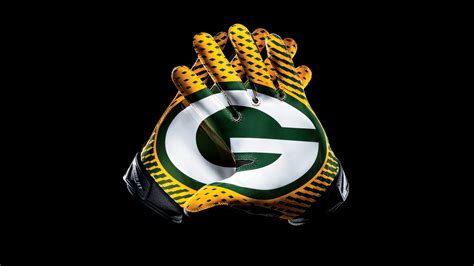 Green Bay Packers Wallpaper 4K, Gloves, Black background, 8K