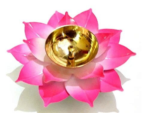 Buy S S Traders Brass Lotus Deepak Pink Colour For Pooja A Traditional Pooja Diya For Aarti Home