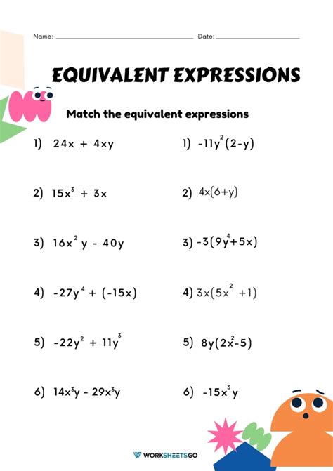 Expression And Equations Worksheets