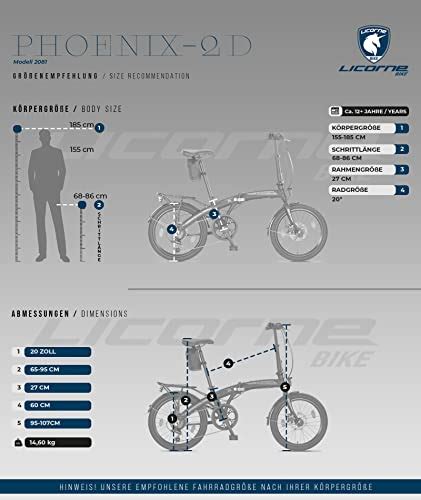 Licorne Bike Phoenix Zoll Faltrad Scheibenbremse Gang Alu Rahmen Stvzo