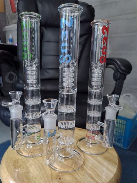 Bong Dab Rig Stickers Water Pipes Thick Glass Honeycomb Perc Matrix