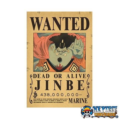 Anime Jinbei Wanted Poster 42CM Wall Decoration One Piece Universe