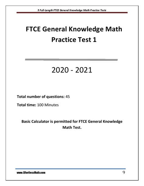 Ftce Mathematics Practice Test