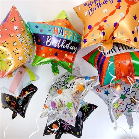 18 globos de mylar de feliz cumpleaños globos de aluminio de estrella