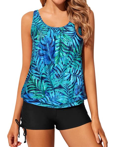 Yonique Blouson Tankini Swimsuits For Women 2 Piece Bathing Suits Tops