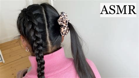 ASMR Making Beautiful French Braids On My Friend Hair Play No