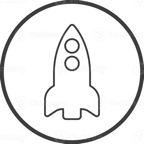 Rocket Icon In Thin Line Black Circle Frames 25213124 PNG