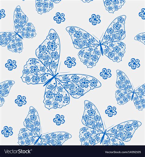 Beautiful Seamless Pattern With Butterflies Vector Image