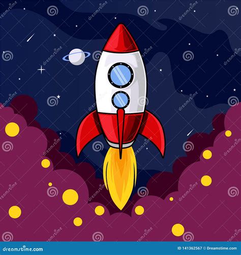 Rocket Start Up To Space Illustration Stock Illustration - Illustration ...