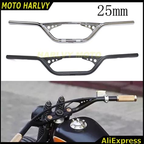 Universal Motorcycle 1 25mm Black Chrome Tracker Handlebars Drag Bar