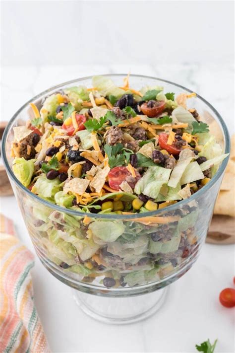 Easy Layered Taco Salad Recipe Ground Beef • The Fresh Cooky