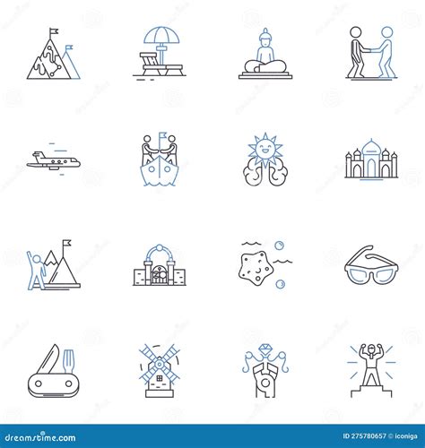 Carbon Free Tourism Line Icons Collection Sustainability Ecotourism