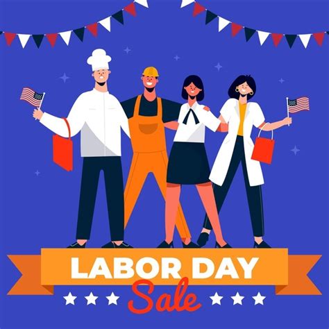 Free Vector | Labor day sale illustration