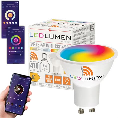 System domotyki Ledlumen Żarówka Led Gu10 5W Rgb Cct Wifi Tuya Smart