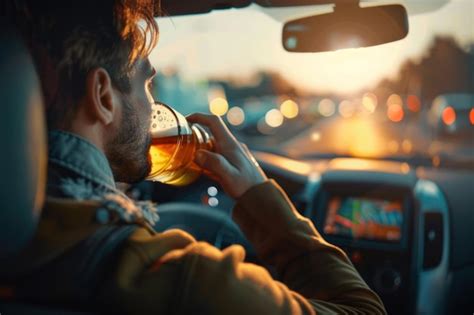 Hombre Bebiendo Cerveza Mientras Conduce Un Coche Conduciendo En Estado