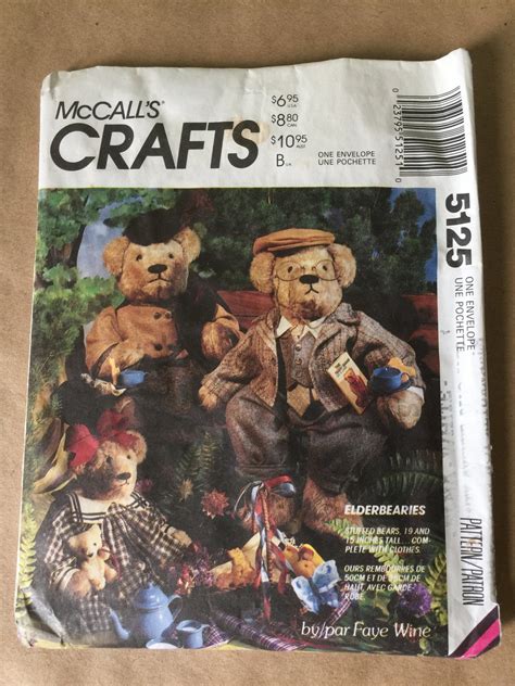 Mccall S Craft Pattern Elder Bears By Faye Wine Uncut Etsy