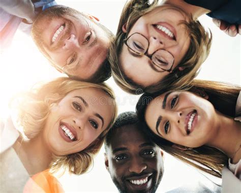 Below Face And Employees With Smile On Portrait For Teamwork