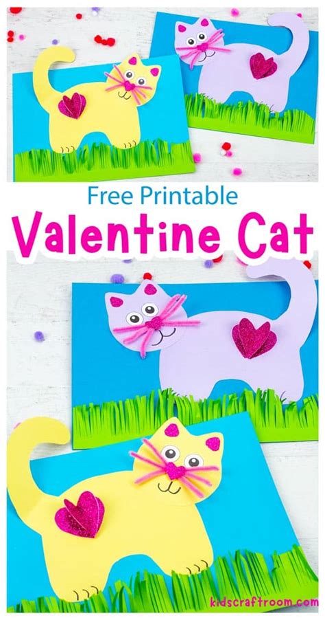 Valentine Cat Craft Free Printable Kids Craft Room