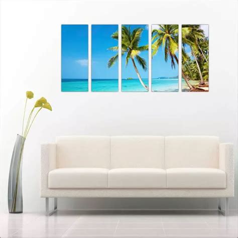 Quadro Decorativo Praia Mar Coqueiros Mosaico Pe As Salas Mercadolivre