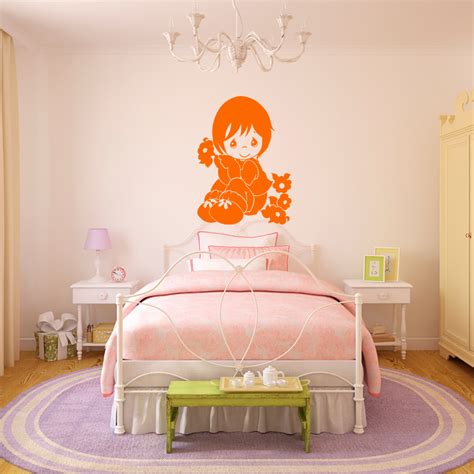 Sticker Silhouette Petite Fille Et Fleurs Ii Stickers Nature Fleurs