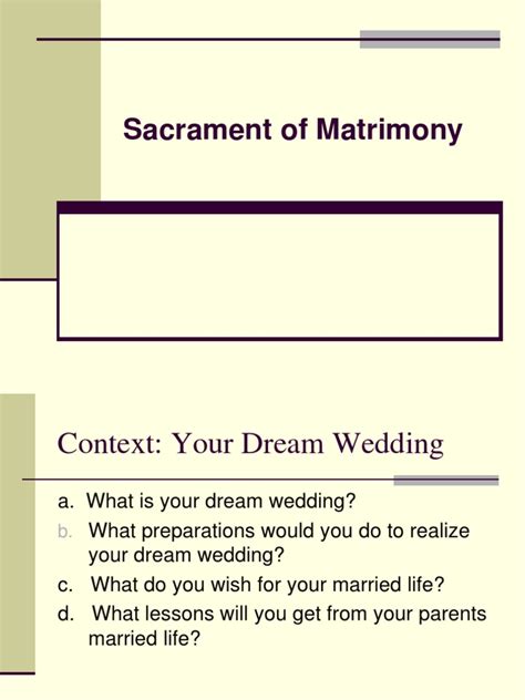 Sacrament of Matrimony (1) | Marriage | Sacraments