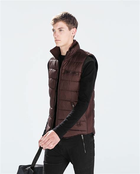 Zara Puffer Vest In Purple For Men Lyst