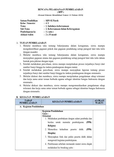 Rencana Pelaksanaan Pembelajaran Rpp Sesuai Edaran Mendikbud Nomor