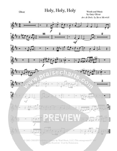 Holy Holy Holy Oboe Sheet Music Pdf Gary Oliver Praisecharts