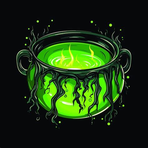 Premium Vector Witch Cauldron With Bubbling Liquid Magic Potion Symbol Of Witchcraft Dark