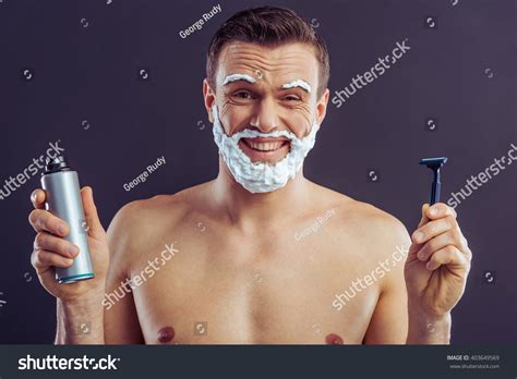 Handsome Naked Man Shaving Foam On Stock Photo Edit Now