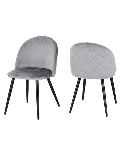 Marlow Dining Chairs Grey Velvet