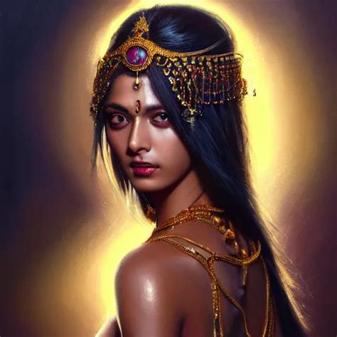 Expressive Oil Painting Of Alluring Indian Princess Stable Diffusion