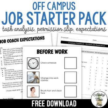 Off Campus Job Packet FREEBIE By Adulting Made Easy Aka SpedAdulting