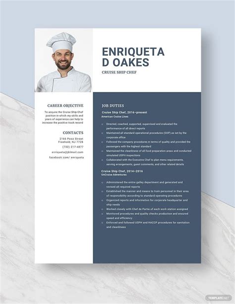 Cruise Ship Chef Resume in Word, Pages - Download | Template.net