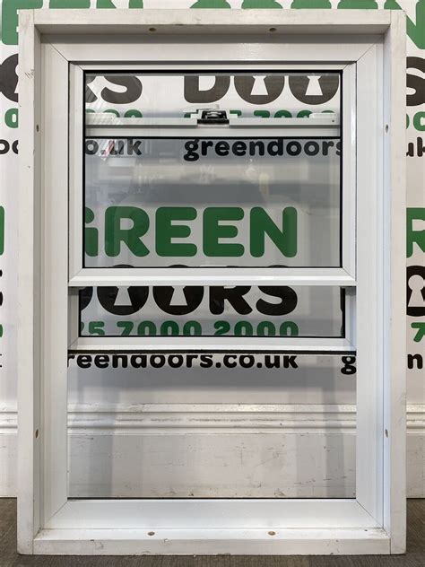 Aluminium White Box Sash Or Serving Hatch Window Green Doors