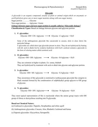 Pharmacognosy & Phytochemistry Glycosides | PDF