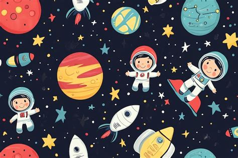 Um Desenho De Desenho Animado Planetas De Astronautas Vetor