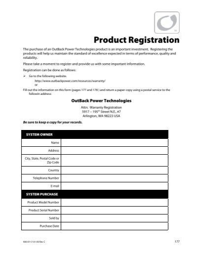 Product Registration The