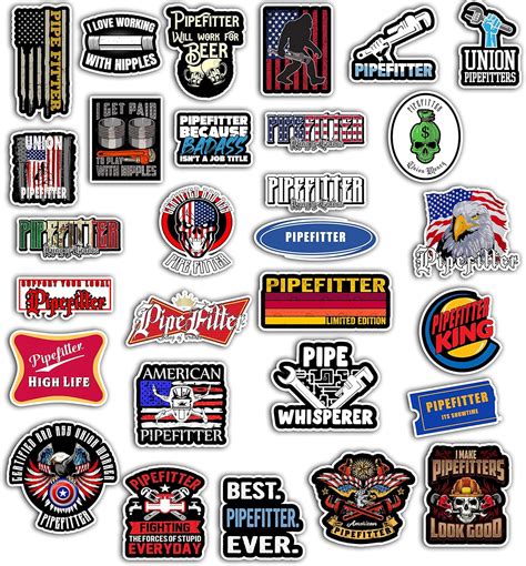 Pipefitter Sticker Pack 29 Pcs Laminated Vinyl Waterproof