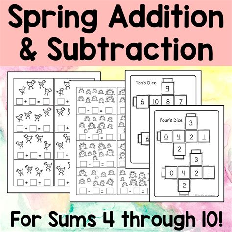 Spring Cut And Paste Subtraction Math Worksheet Twisty Noodle Worksheets Library