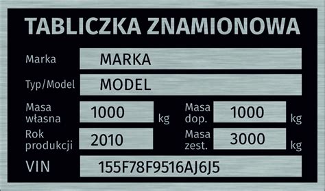 Tabliczka Znamionowa Przyczepa Znakowanie Gratis Za Z Z