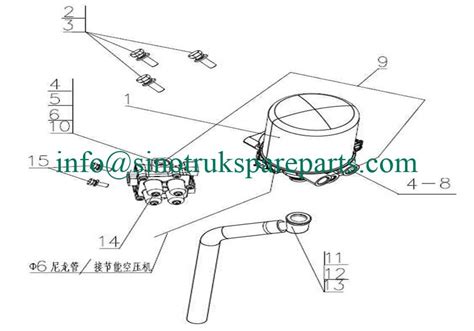 SINOTRUK SPARE PARTS CATALOG The Assembly Of Air Dryer And Four Circuit