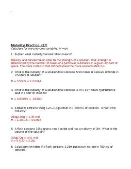 Molarity Practice By Schrim S Chem Tpt