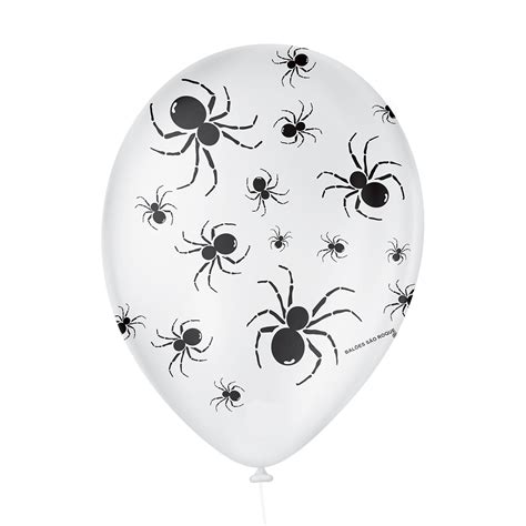 Bexiga Bal Es Tema N Aranha Branco Halloween Unid Pular E